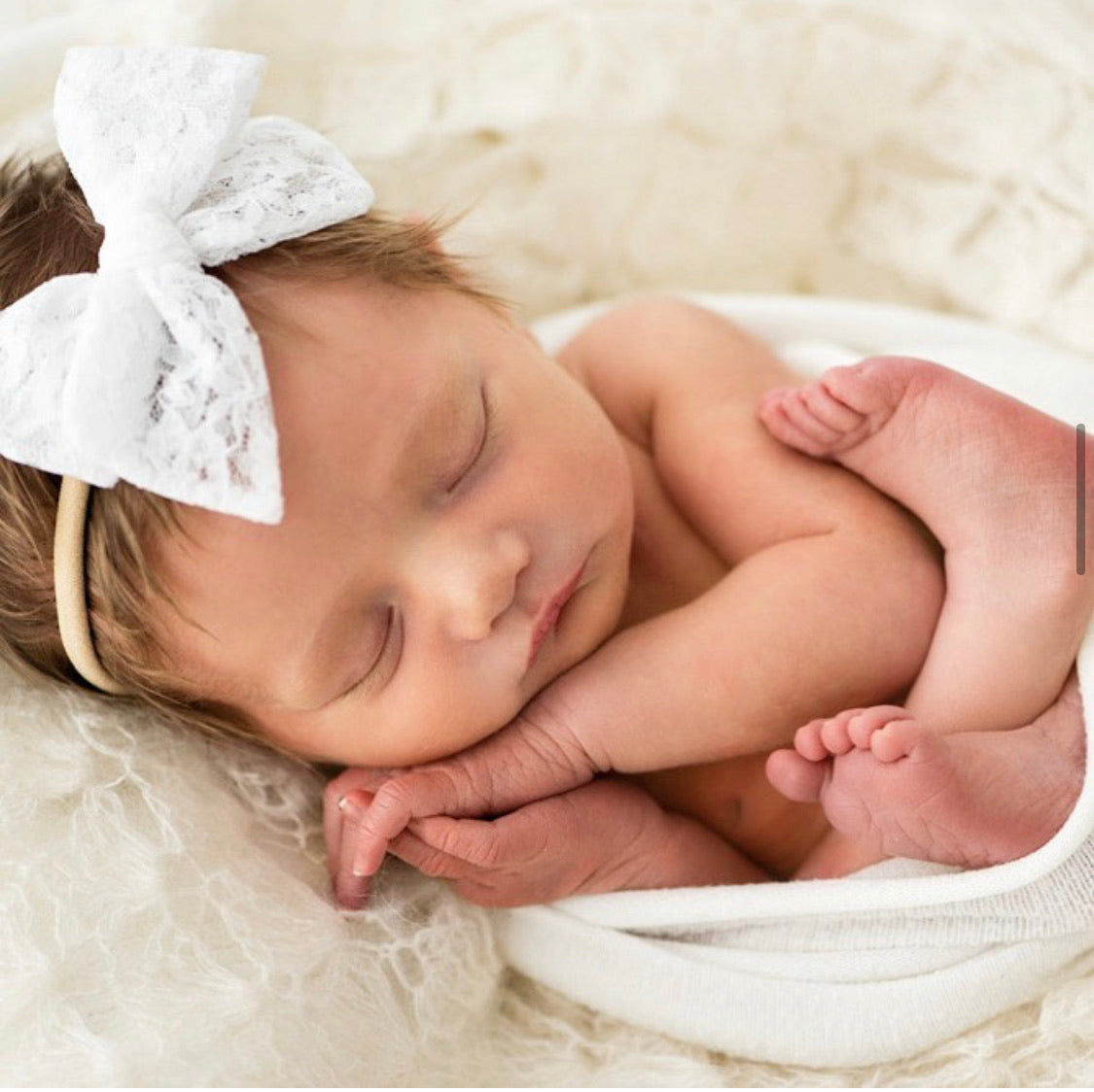 Hand-tied White Lace Bow